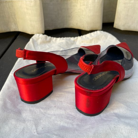CREATURES OF COMFORT Gloria Red Clear Low Block Heels, Size 36 - Picture 14 of 16